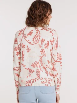 Pull femme motif fleuri