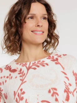Pull femme motif fleuri