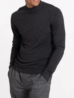 Pull homme col montant gris anthracite
