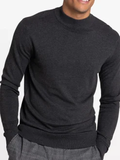 Pull homme col montant gris anthracite