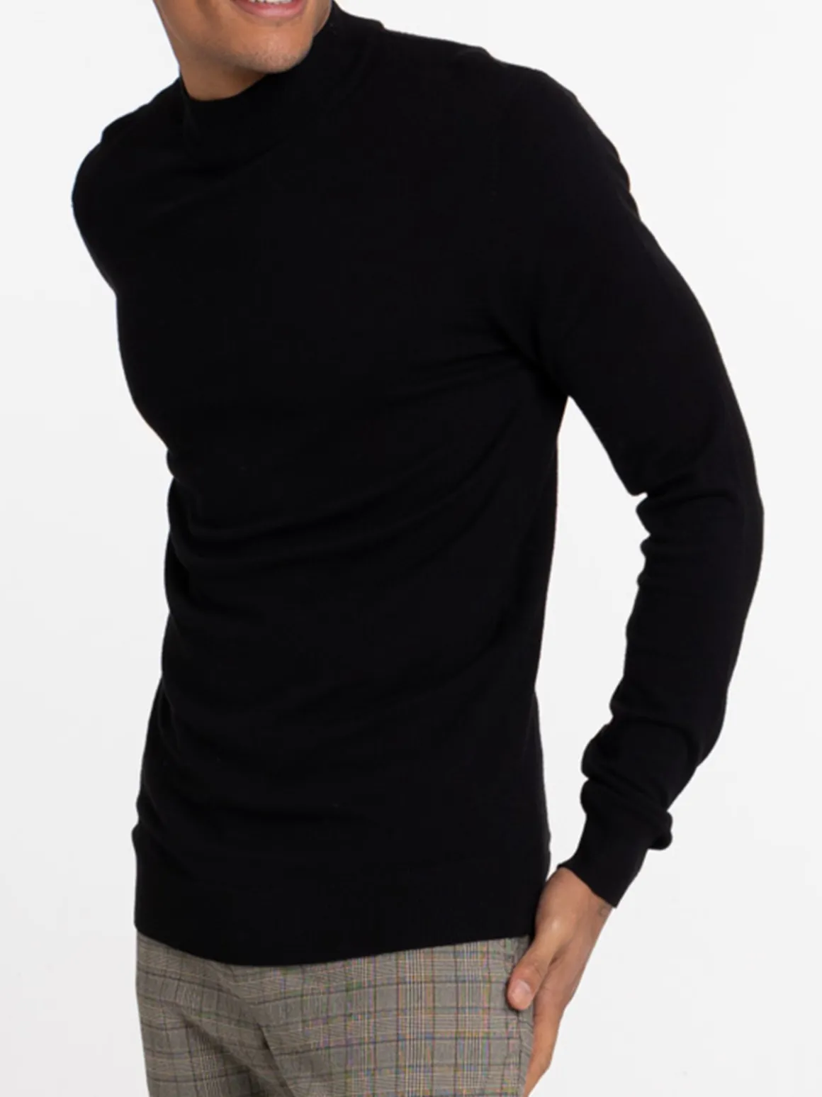 Pull homme col montant noir homme