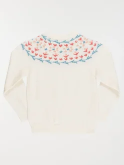 Pull jacquard col rond fille (3-12A)