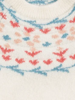 Pull jacquard col rond fille (3-12A)