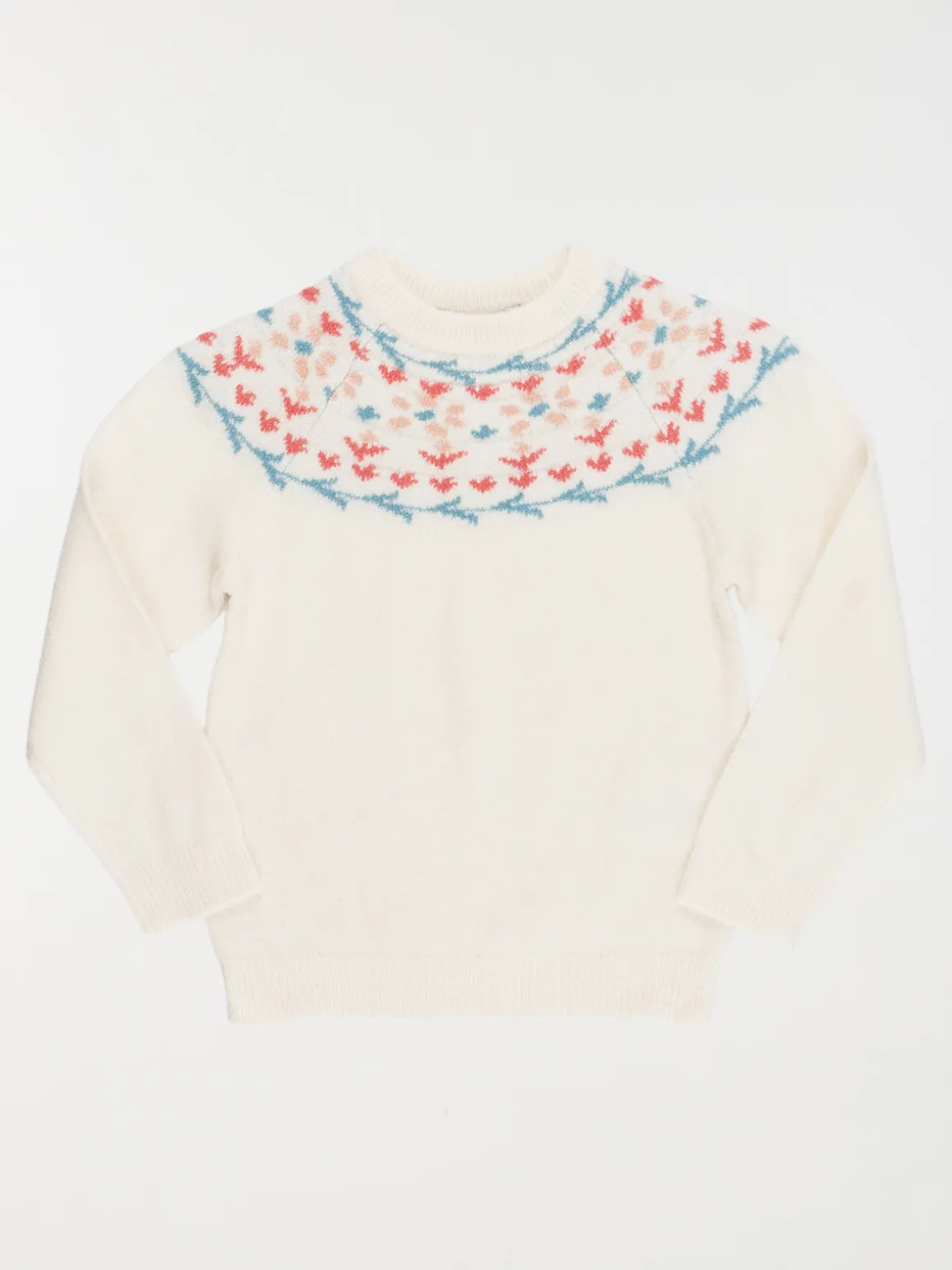 Pull jacquard col rond fille (3-12A)