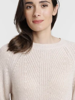 Pull maille brillante beige rosé femme