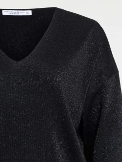 Pull noir brillant grande taille femme