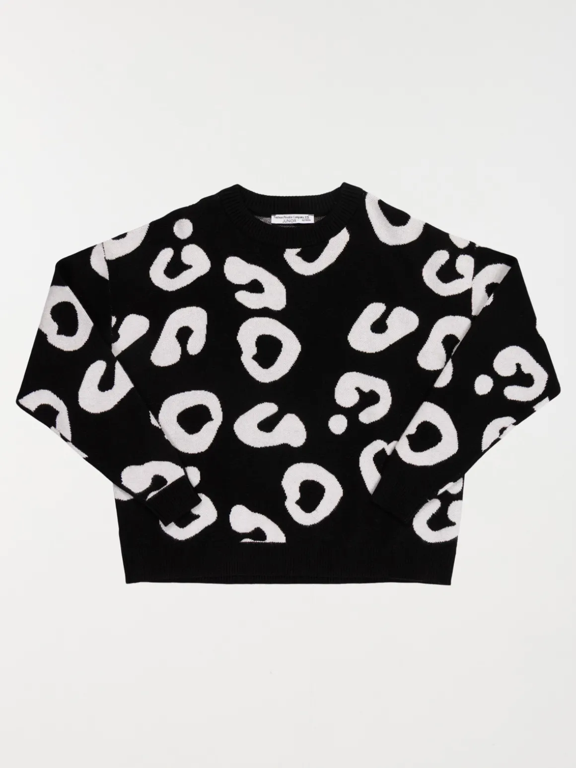Pull noir col rond motif fille (XXS-M)