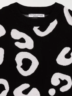 Pull noir col rond motif fille (XXS-M)