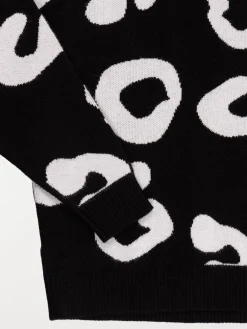 Pull noir col rond motif fille (XXS-M)