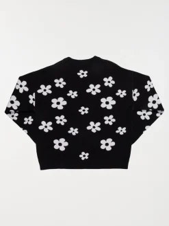 Pull noir motif fleuri fille (XXS-M))