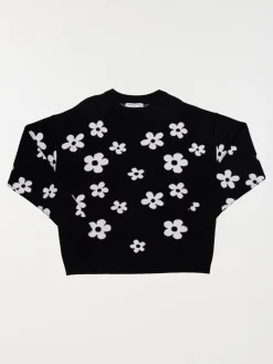 Pull noir motif fleuri fille (XXS-M))