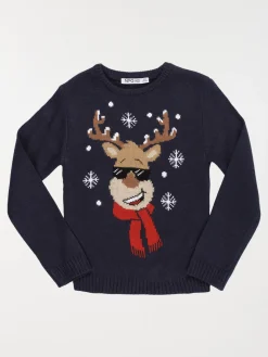 Pull Noël tête de cerf garçon (3-12A)