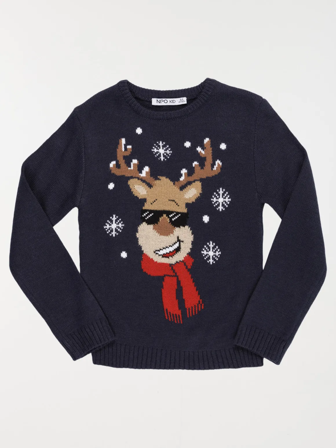 Pull Noël tête de cerf garçon (3-12A)