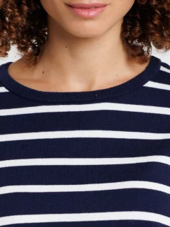 Pull officier col rond rayé femme