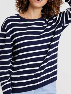Pull officier col rond rayé femme