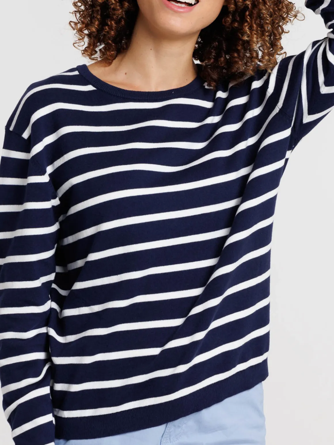 Pull officier col rond rayé femme