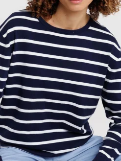 Pull officier col rond rayé femme