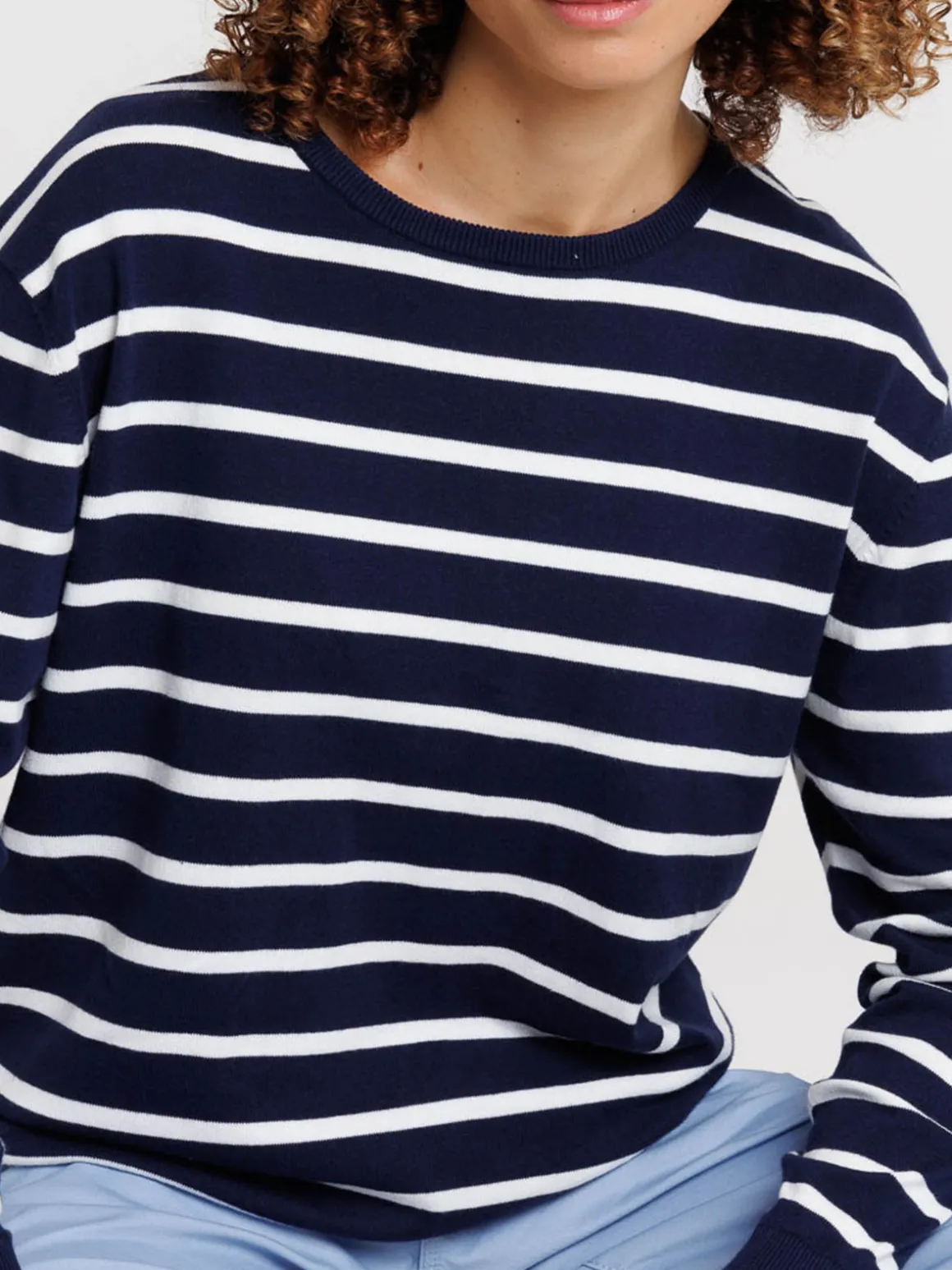 Pull officier col rond rayé femme