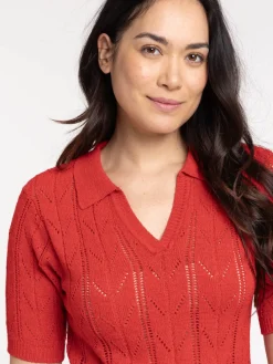 Pull polo manches courtes femme