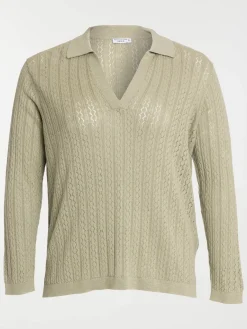 Pull polo sauge grande taille femme