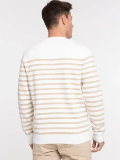 Pull rayé boutons épaule homme