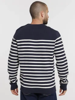 Pull rayé col rond homme