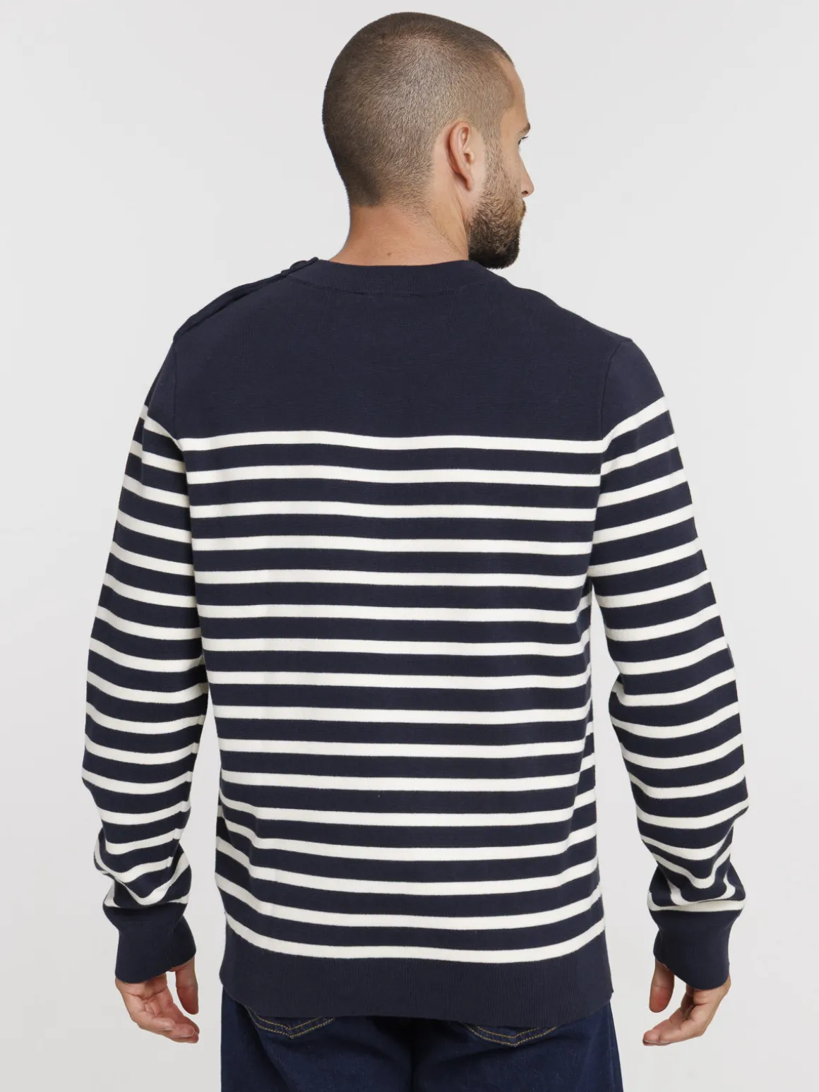 Pull rayé col rond homme