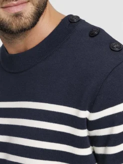 Pull rayé col rond homme