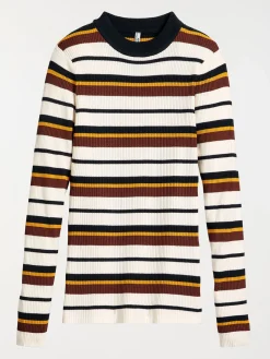 Pull rayé coloris écru femme