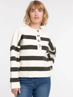 Pull rayures col rond femme