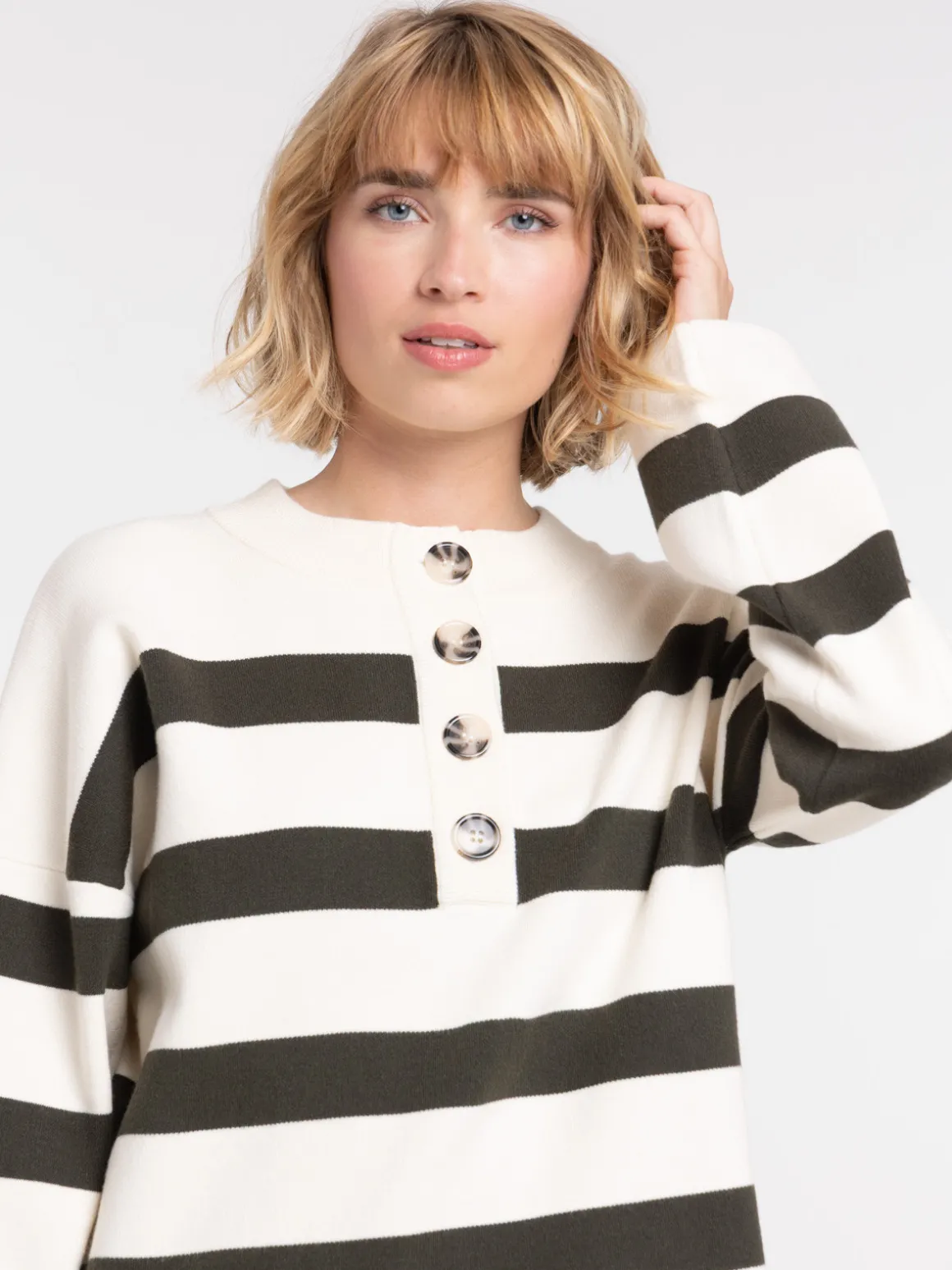 Pull rayures col rond femme