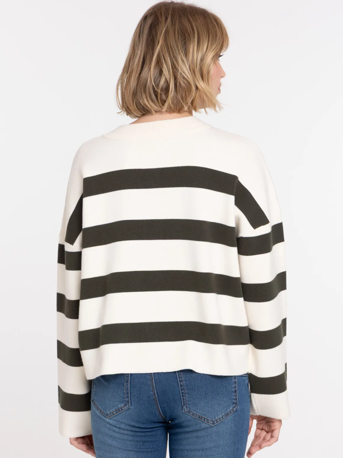 Pull rayures col rond femme