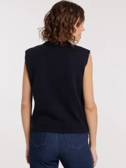 Pull sans manches coeurs rouges femme