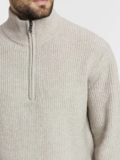 Pull zippé col montant homme