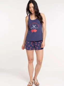 Pyjama court cerises femme