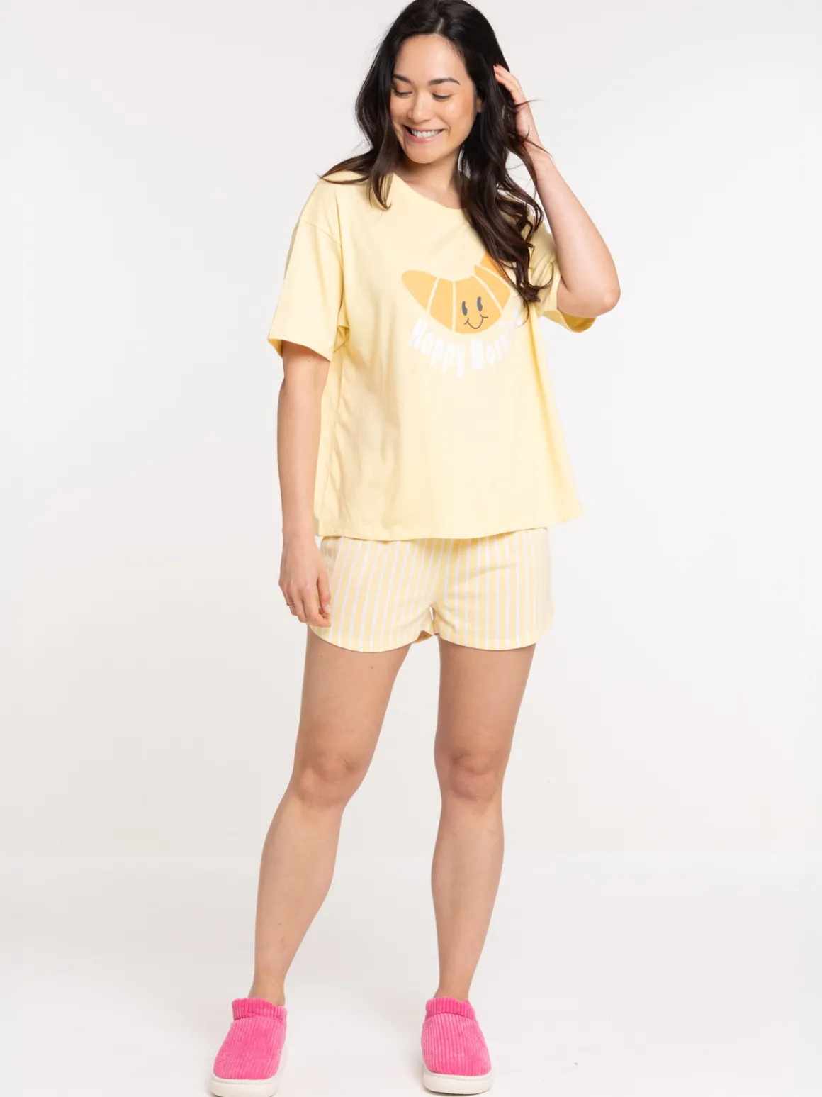 Pyjama court Happy morning femme