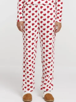 Pyjama écru motif coeur femme