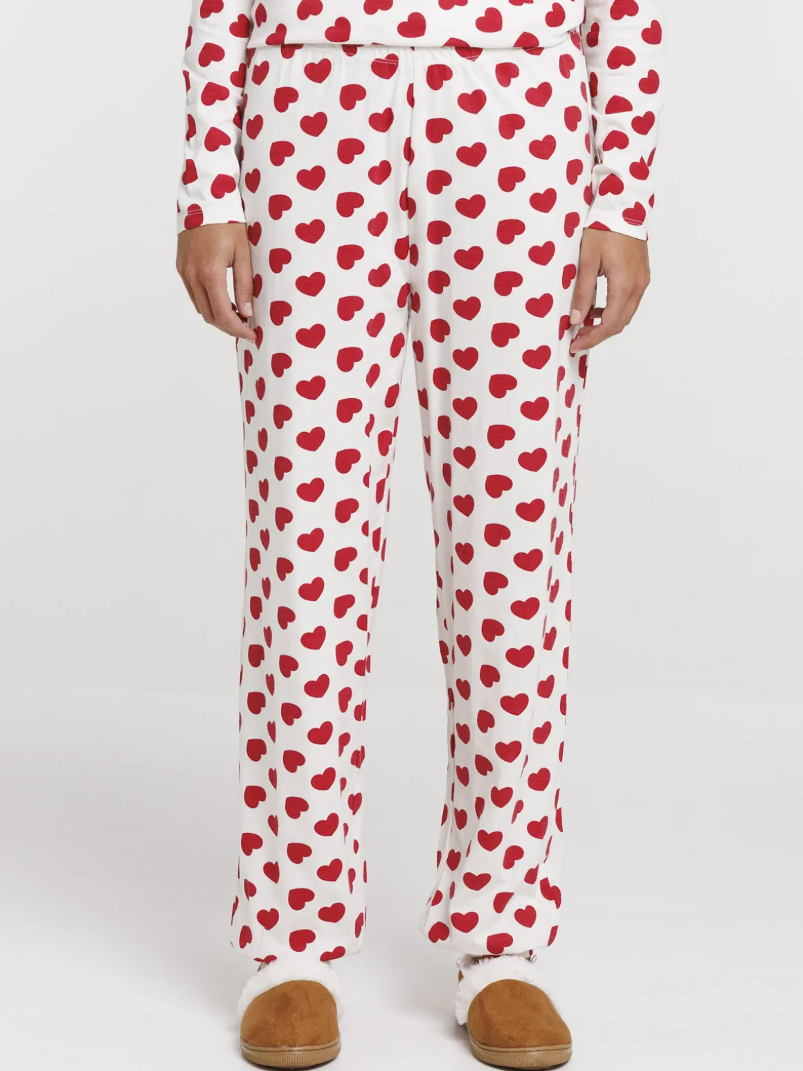 Pyjama écru motif coeur femme