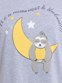 Pyjama gris chiné grande taille femme