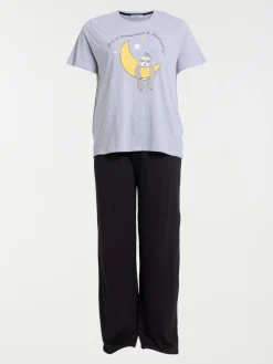Pyjama gris chiné grande taille femme