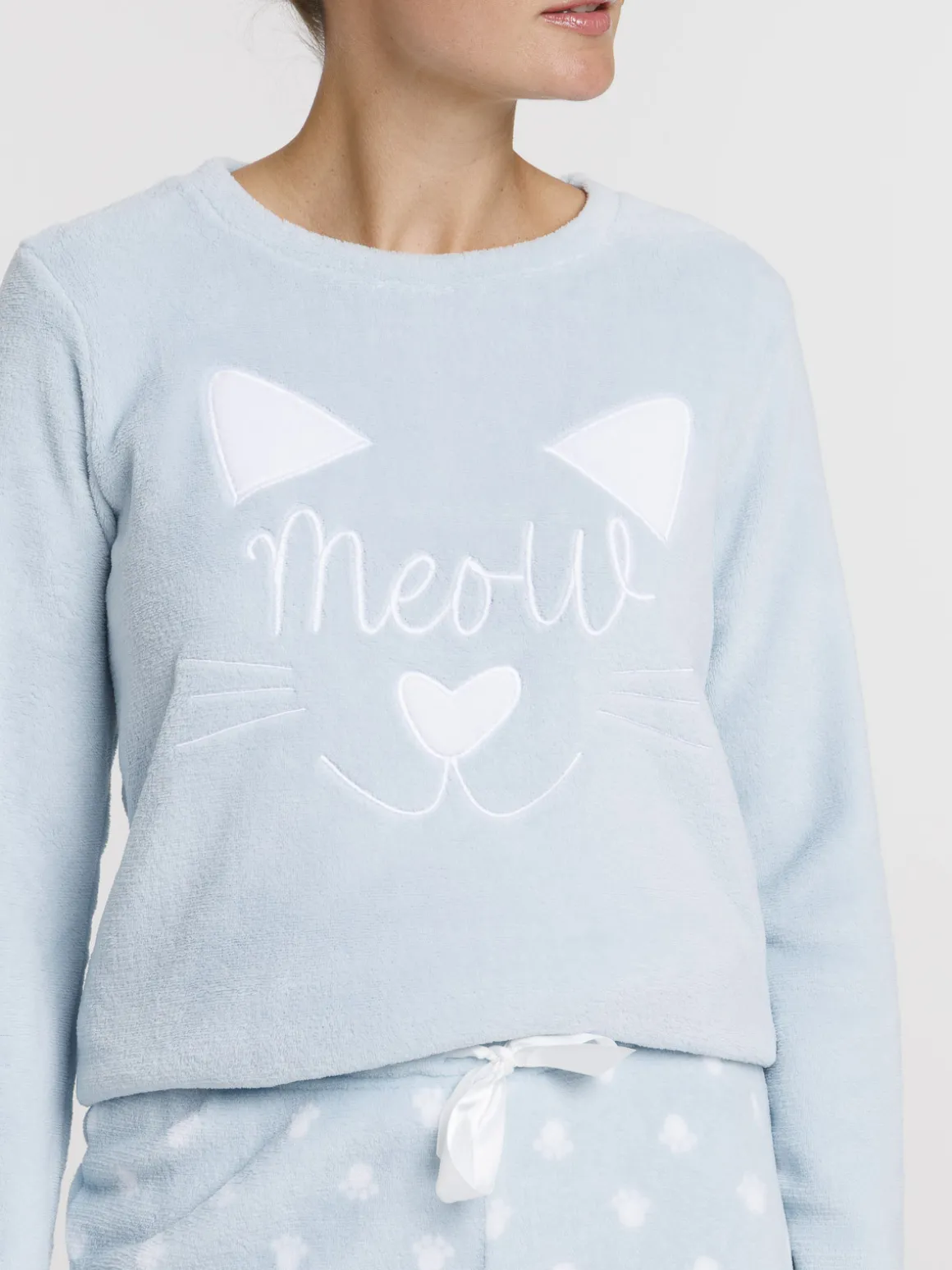 Pyjama polaire chat femme