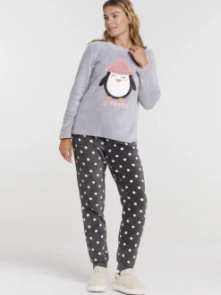 Pyjama polaire pingouin femme