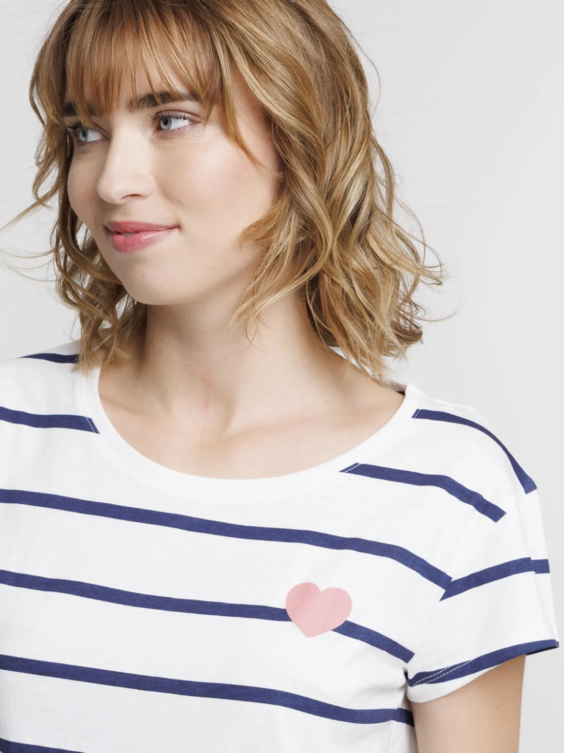 Pyjama rayé et coeur femme