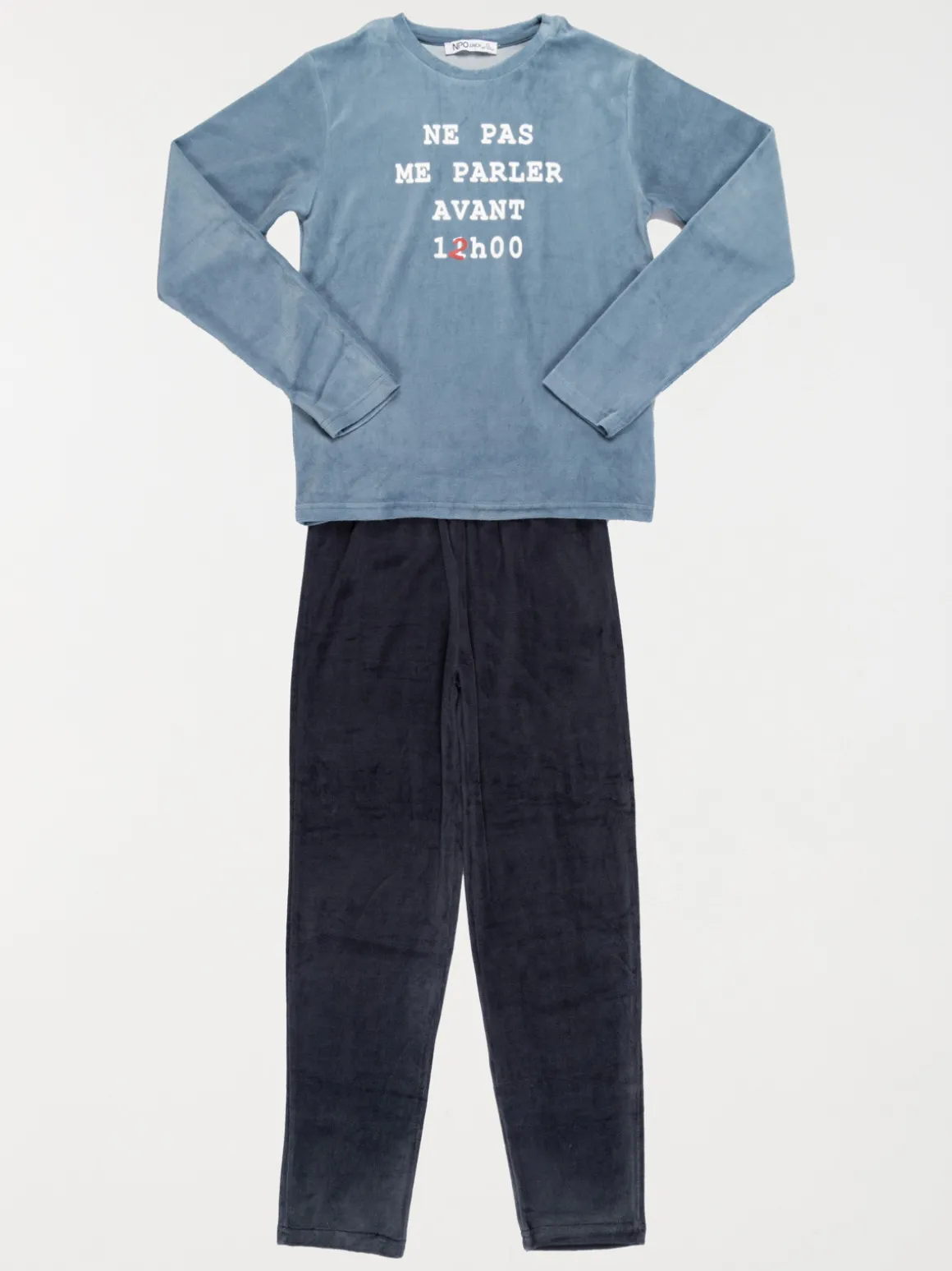 Pyjama velours message garçon (XXS-M)