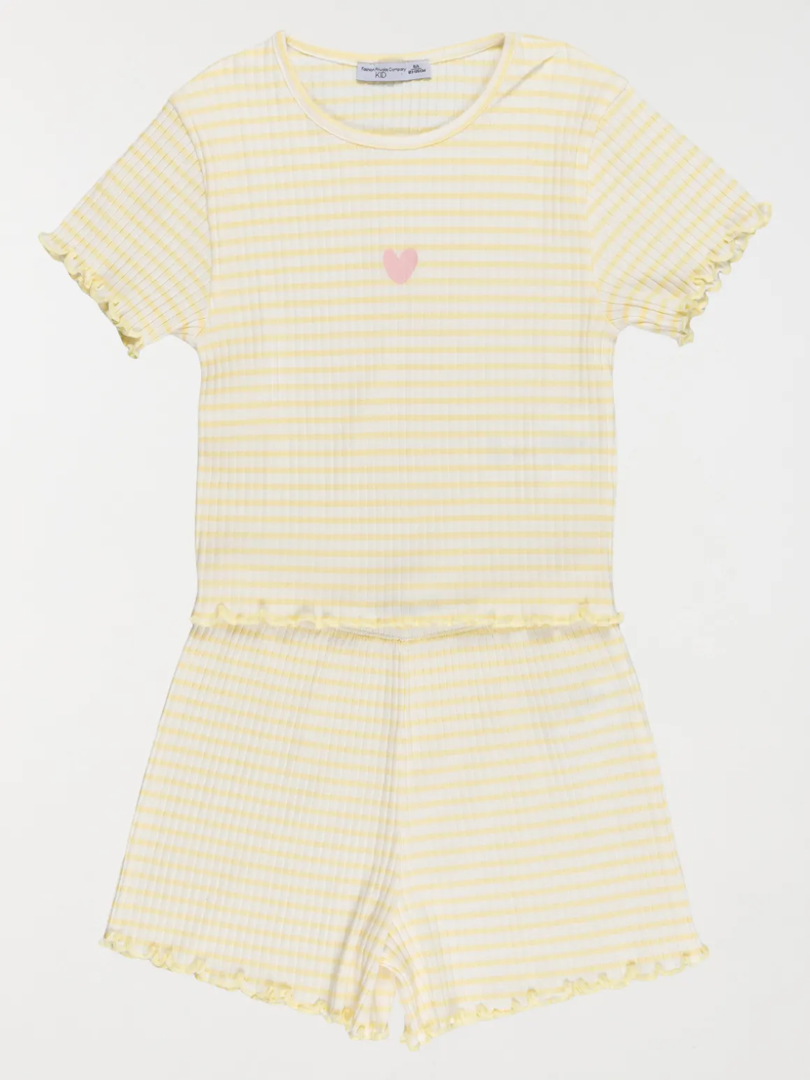 Pyjashort rayé et coeur fille (3-12A)