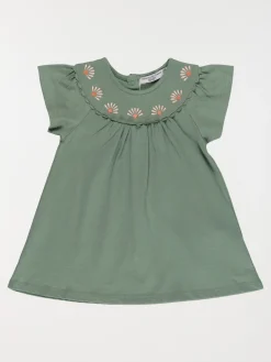 Robe brodée tilleul grisé fille (3-36M)