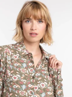 Robe chemise courte fleurie femme