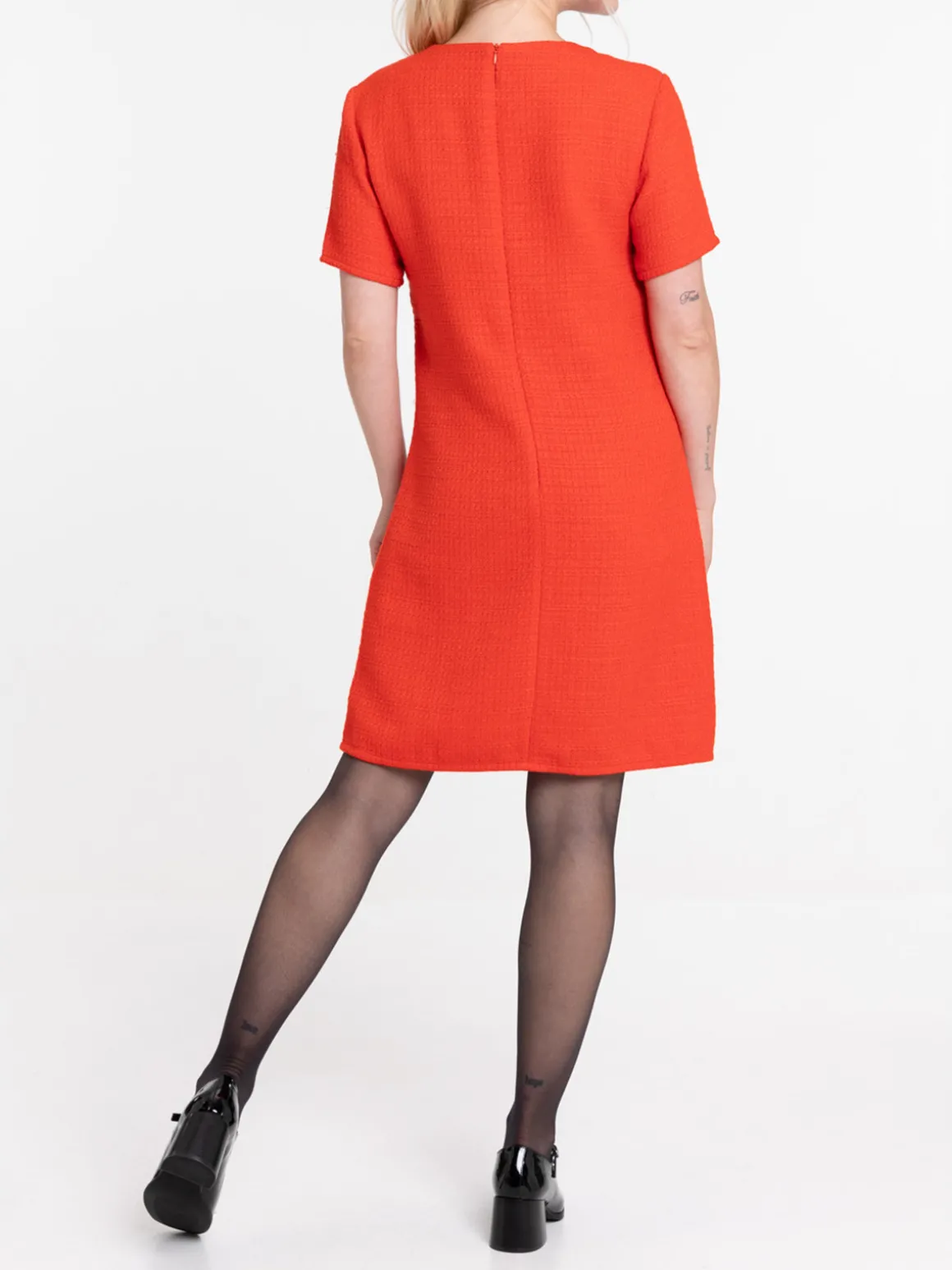Robe courte en tweed rouge femme