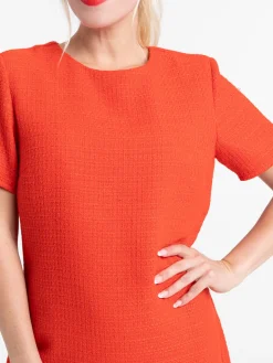 Robe courte en tweed rouge femme