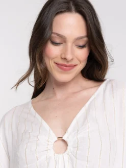 Robe courte rayée femme
